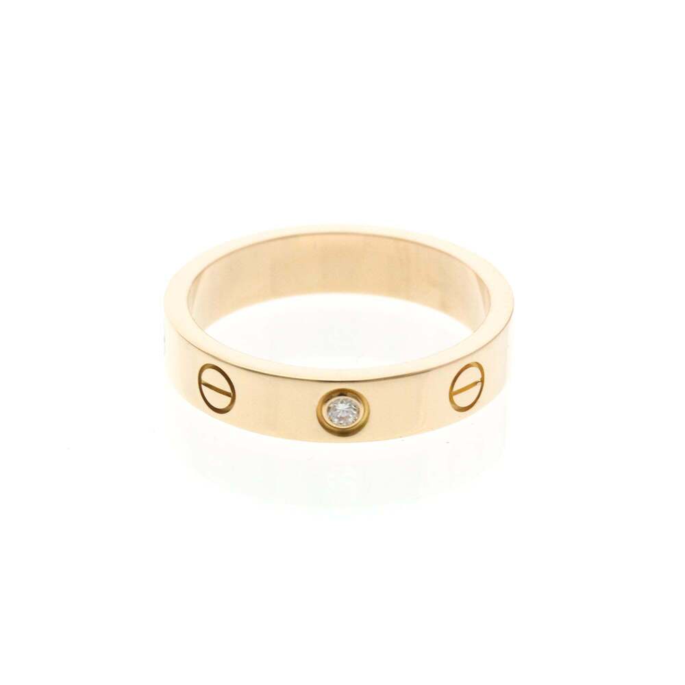 Cartier Mini Love Ring With 1 Diamond Pink Gold (18K) Fashion Diamond Band Ri...